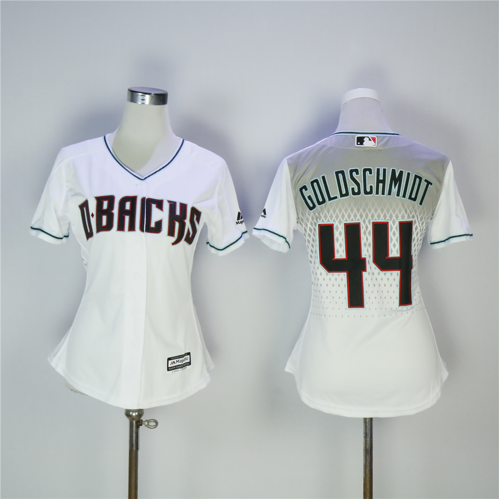 Women Arizona Diamondback #44 Goldschmidt White MLB Jerseys->women mlb jersey->Women Jersey